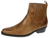 New Mens/Gents Mid Brown Wrangler Texas Leather Upper Cowboy Boots, Point Toes