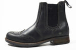 Mens Catesby Pull On Dealer Chelsea Leather Brogues Boots Sizes Washed black