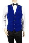 Mens Waistcoat Marc Darcy Vest Formal Velvet Collar Casino Royal Blue All Sizes