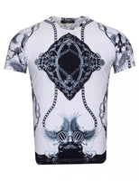 Makrom Mens Baroque Chain Print Short Sleeve T shirt White